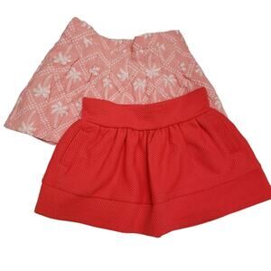 Genuine Kids Girls Skirts Size 18M Bundle of Two Coral Red Palm Tree Print